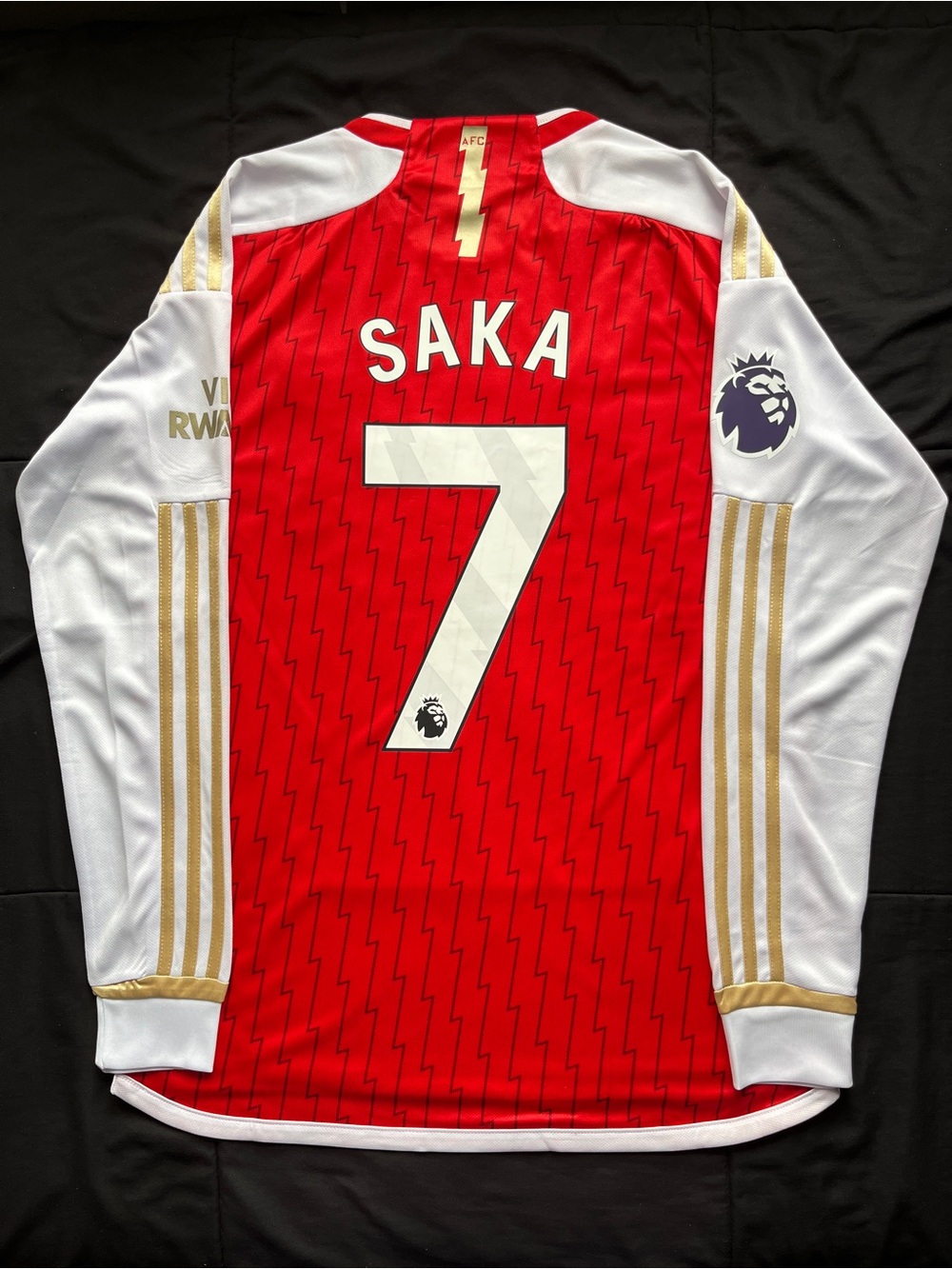 Saka #7 Arsenal Small Soccer Jersey Longsleeve Home 2023/2024 Red